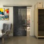 Glasschiebetür SLIM-LINE - Fineprint Modell 132 Schwarz auf Grauglas Glasschiebetür SLIM-LINE - Fineprint Modell 132 Schwarz auf Grauglas