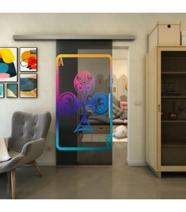 Glasschiebetür SLIM-LINE - Fineprint Model 135 Verlauf auf Grauglas
