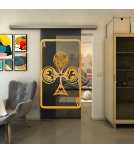 Glasschiebetür SLIM-LINE - Fineprint Model 135 Gold auf Grauglas