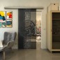 Glasschiebetür SLIM-LINE - Fineprint Modell 151 Schwarz auf Grauglas Glasschiebetür SLIM-LINE - Fineprint Modell 151 Schwarz auf Grauglas