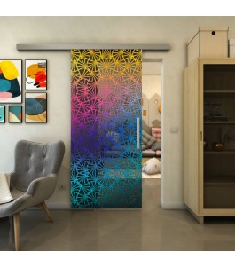 Glasschiebetür SLIM-LINE - Fineprint Model 160 Verlauf auf Grauglas