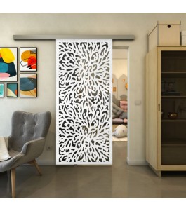 Glasschiebetür SLIM-LINE - Fineprint Model 168 Weiss auf Grauglas