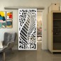 Glasschiebetür SLIM-LINE - Fineprint Modell 173 Weiss auf Grauglas Glasschiebetür SLIM-LINE - Fineprint Modell 173 Weiss auf Grauglas
