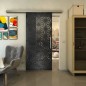 Glasschiebetür SLIM-LINE - Fineprint Modell 187 Schwarz auf Grauglas Glasschiebetür SLIM-LINE - Fineprint Modell 187 Schwarz auf Grauglas