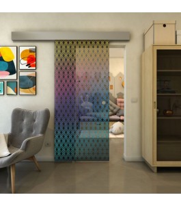 Glasschiebetür ECO-LINE - Fineprint Model 002 Verlauf auf Grauglas