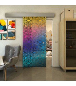 Glasschiebetür ECO-LINE - Fineprint Model 005 Verlauf auf Grauglas