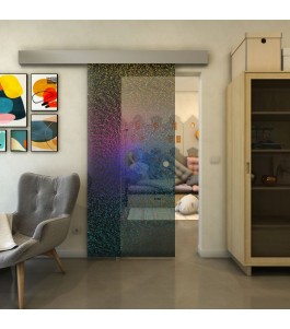 Glasschiebetür ECO-LINE - Fineprint Model 006 Verlauf auf Grauglas