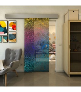 Glasschiebetür ECO-LINE - Fineprint Model 008 Verlauf auf Grauglas