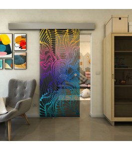 Glasschiebetür ECO-LINE - Fineprint Model 012 Verlauf auf Grauglas