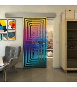Glasschiebetür ECO-LINE - Fineprint Model 014 Verlauf auf Grauglas