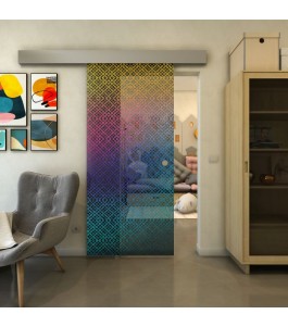 Glasschiebetür ECO-LINE - Fineprint Model 018 Verlauf auf Grauglas