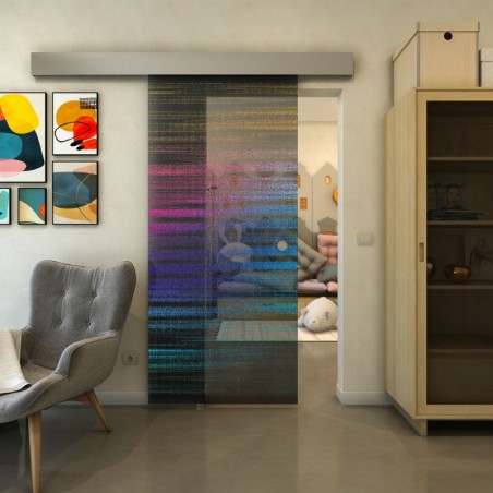 Glasschiebetür ECO-LINE - Fineprint Model 019 Verlauf auf Grauglas
