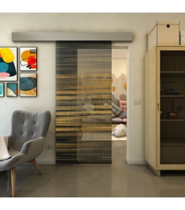 Glasschiebetür ECO-LINE - Fineprint Model 019 Gold auf Grauglas