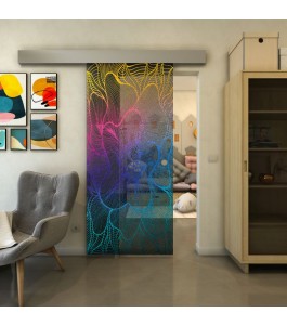 Glasschiebetür ECO-LINE - Fineprint Model 020 Verlauf auf Grauglas