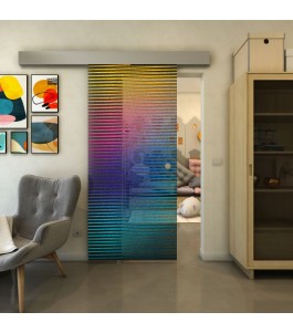 Glasschiebetür ECO-LINE - Fineprint Model 022 Verlauf auf Grauglas