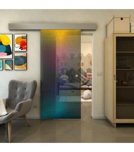 Glasschiebetür ECO-LINE - Fineprint Model 024 Verlauf auf Grauglas