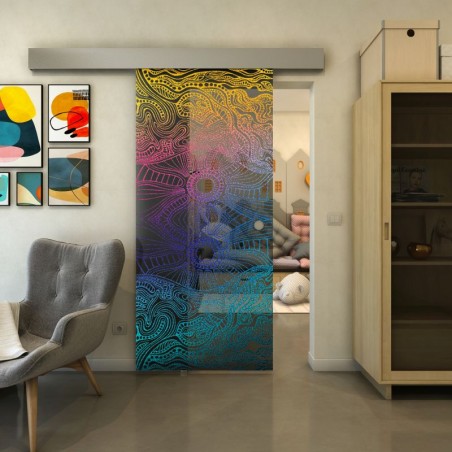 Glasschiebetür ECO-LINE - Fineprint Model 030 Verlauf auf Grauglas