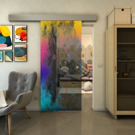 Glasschiebetür ECO-LINE - Fineprint Model 061 Verlauf auf Grauglas