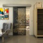 Glasschiebetür ECO-LINE - Fineprint Modell 082 Gold auf Grauglas Glasschiebetür ECO-LINE - Fineprint Modell 082 Gold auf Grauglas