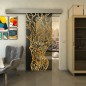 Glasschiebetür ECO-LINE - Fineprint Modell 105 Gold auf Grauglas Glasschiebetür ECO-LINE - Fineprint Modell 105 Gold auf Grauglas