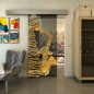 Glasschiebetür ECO-LINE - Fineprint Modell 106 Gold auf Grauglas Glasschiebetür ECO-LINE - Fineprint Modell 106 Gold auf Grauglas