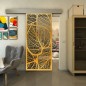 Glasschiebetür ECO-LINE - Fineprint Modell 107 Gold auf Grauglas Glasschiebetür ECO-LINE - Fineprint Modell 107 Gold auf Grauglas