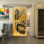 Glasschiebetür ECO-LINE - Fineprint Modell 110 Gold auf Grauglas Glasschiebetür ECO-LINE - Fineprint Modell 110 Gold auf Grauglas
