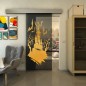Glasschiebetür ECO-LINE - Fineprint Modell 114 Gold auf Grauglas Glasschiebetür ECO-LINE - Fineprint Modell 114 Gold auf Grauglas