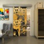 Glasschiebetür ECO-LINE - Fineprint Modell 115 Gold auf Grauglas Glasschiebetür ECO-LINE - Fineprint Modell 115 Gold auf Grauglas