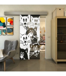 Glasschiebetür ECO-LINE - Fineprint Model 115 Weiss auf Grauglas