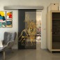 Glasschiebetür ECO-LINE - Fineprint Modell 117 Gold auf Grauglas Glasschiebetür ECO-LINE - Fineprint Modell 117 Gold auf Grauglas