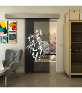 Glasschiebetür ECO-LINE - Fineprint Model 118 Weiss auf Grauglas