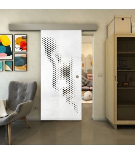 Glasschiebetür ECO-LINE - Fineprint Model 120 Weiss auf Grauglas