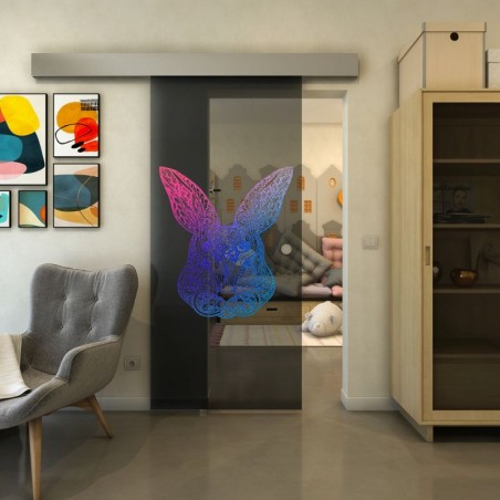 Glasschiebetür ECO-LINE - Fineprint Model 121 Verlauf auf Grauglas