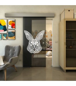 Glasschiebetür ECO-LINE - Fineprint Model 121 Weiss auf Grauglas