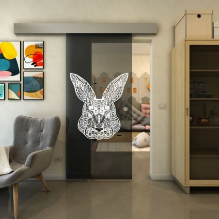 Glasschiebetür ECO-LINE - Fineprint Model 121 Weiss auf Grauglas