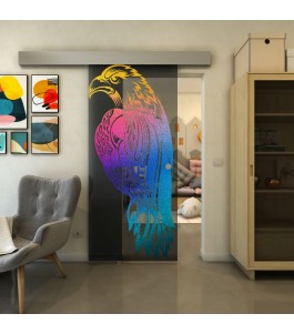 Glasschiebetür ECO-LINE - Fineprint Model 122 Verlauf auf Grauglas