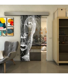 Glasschiebetür ECO-LINE - Fineprint Model 123 Weiss auf Grauglas