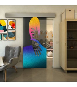 Glasschiebetür ECO-LINE - Fineprint Model 124 Verlauf auf Grauglas