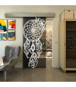 Glasschiebetür ECO-LINE - Fineprint Model 125 Weiss auf Grauglas