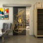 Glasschiebetür ECO-LINE - Fineprint Modell 126 Gold auf Grauglas Glasschiebetür ECO-LINE - Fineprint Modell 126 Gold auf Grauglas
