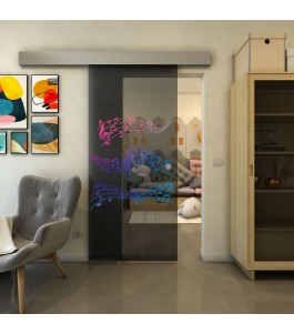 Glasschiebetür ECO-LINE - Fineprint Model 128 Verlauf auf Grauglas