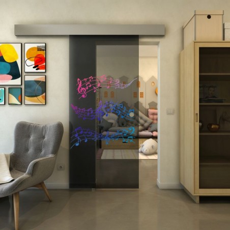 Glasschiebetür ECO-LINE - Fineprint Model 128 Verlauf auf Grauglas
