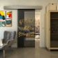 Glasschiebetür ECO-LINE - Fineprint Modell 128 Gold auf Grauglas Glasschiebetür ECO-LINE - Fineprint Modell 128 Gold auf Grauglas