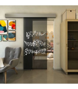 Glasschiebetür ECO-LINE - Fineprint Model 128 Weiss auf Grauglas