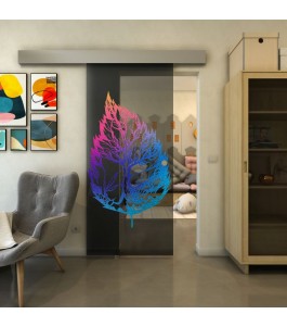 Glasschiebetür ECO-LINE - Fineprint Model 130 Verlauf auf Grauglas