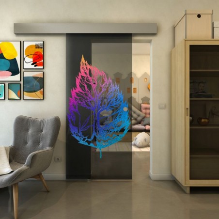 Glasschiebetür ECO-LINE - Fineprint Model 130 Verlauf auf Grauglas