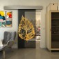 Glasschiebetür ECO-LINE - Fineprint Modell 130 Gold auf Grauglas Glasschiebetür ECO-LINE - Fineprint Modell 130 Gold auf Grauglas