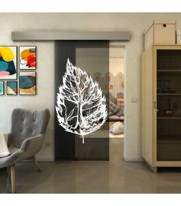 Glasschiebetür ECO-LINE - Fineprint Model 130 Weiss auf Grauglas