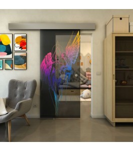 Glasschiebetür ECO-LINE - Fineprint Model 131 Verlauf auf Grauglas